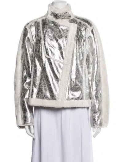 Pre-owned Adrienne Landau Biker Jacket In Multicolor