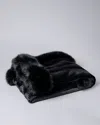 Adrienne Landau Black Leopard Faux Fur Throw In Black
