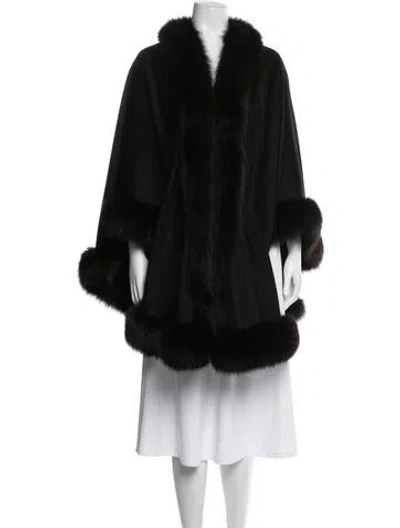 Pre-owned Adrienne Landau Cashmere Faux Fur Jacket In Black