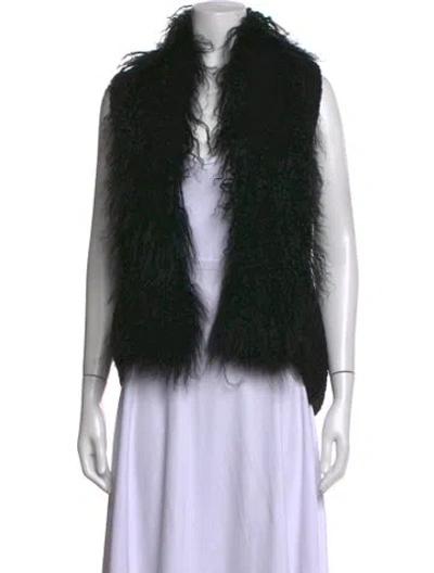 Pre-owned Adrienne Landau Cashmere Open Front Sweater In Black