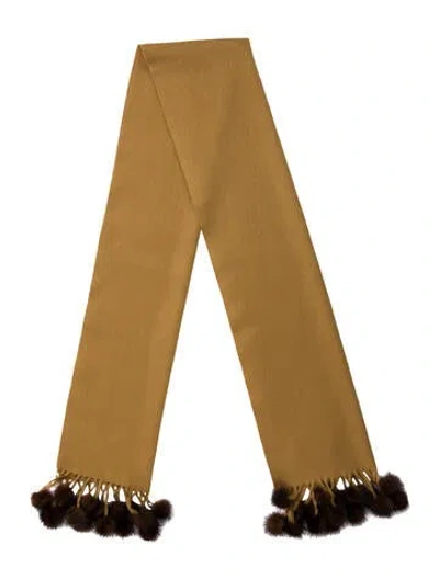 Pre-owned Adrienne Landau Cashmere Printed Scarf In Brown