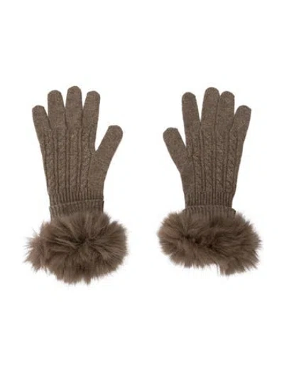 Pre-owned Adrienne Landau Cashmere Winter Gloves W/tags In Brown