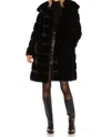 Adrienne Landau Channel Quilted Faux Mink Fur Coat In Onyx Black In Black