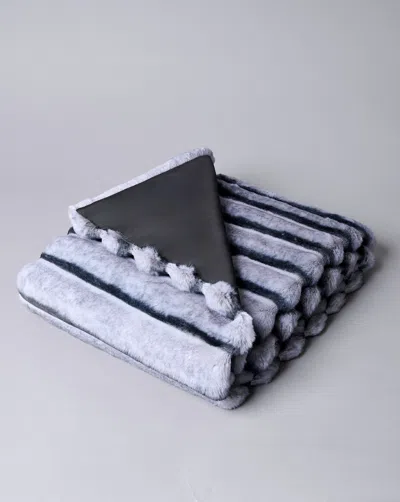 Adrienne Landau Chinchilla Faux Fur Throw In White