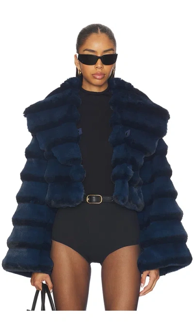 Adrienne Landau Chinchilla Jacket In Blue