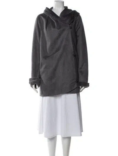 Pre-owned Adrienne Landau Coat In Gray