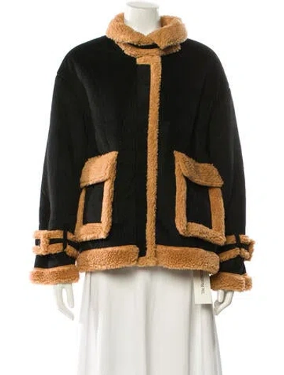 Pre-owned Adrienne Landau Colorblock Pattern Faux Fur Jacket W/ Tags In Multi