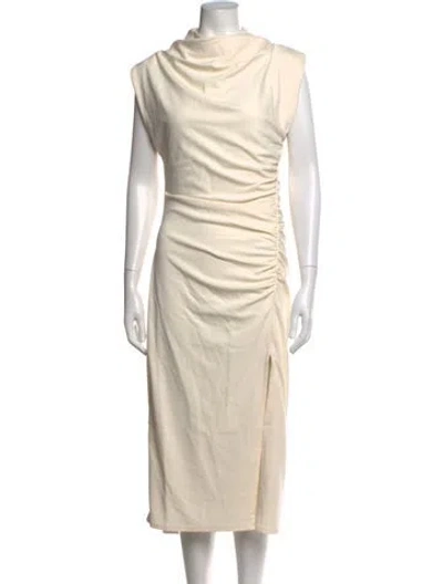 Pre-owned Adrienne Landau Cowl Neck Midi Length Dress W/ Tags In Neutrals