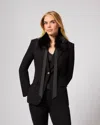 Adrienne Landau Crepe Removable Faux Fur Collar Blazer In Black