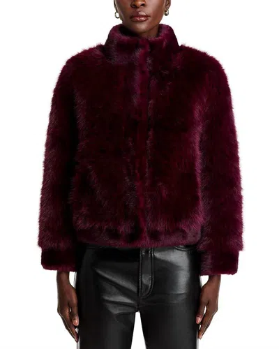 Adrienne Landau Devon Faux Fur Jacket In Purple In Red