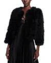 Adrienne Landau Esti Marabou Feather Jacket In Black