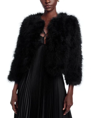 Adrienne Landau Esti Marabou Feather Jacket In Black