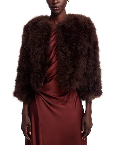 Adrienne Landau Esti Marabou Feather Jacket In Burgundy
