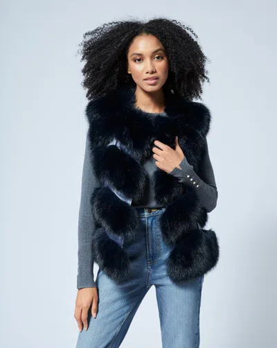 Adrienne Landau Faux Fur & Faux Leather Vest In Multi