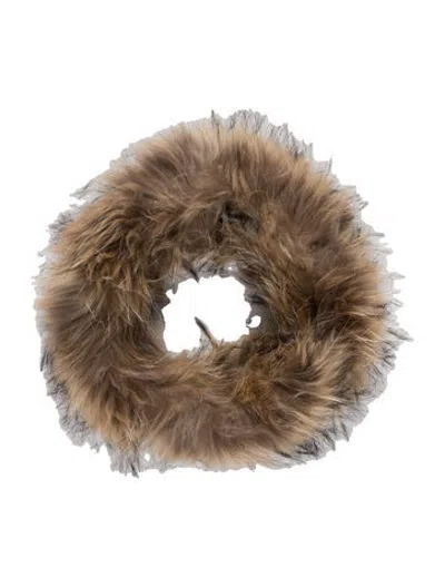 Pre-owned Adrienne Landau Faux Fur Animal Print Scarf In Neutrals
