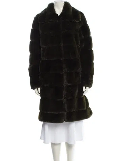 Pre-owned Adrienne Landau Faux Fur Coat In Black