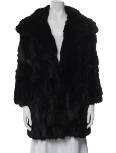 Pre-owned Adrienne Landau Faux Fur Coat In Black