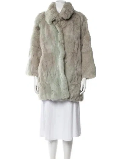 Pre-owned Adrienne Landau Faux Fur Coat In Gray