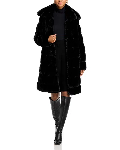 Adrienne Landau Faux Fur Coat In Jet Black