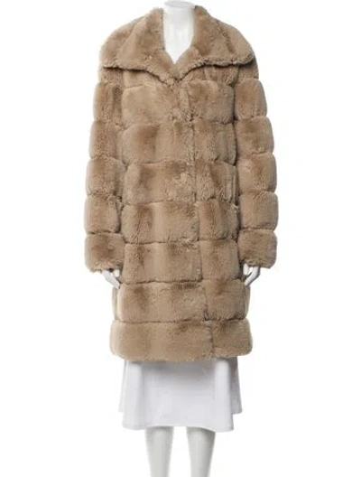Pre-owned Adrienne Landau Faux Fur Coat In Neutral