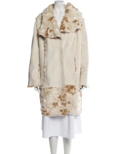 Pre-owned Adrienne Landau Faux Fur Coat In Neutral