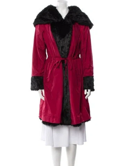 Pre-owned Adrienne Landau Faux Fur Coat In Red