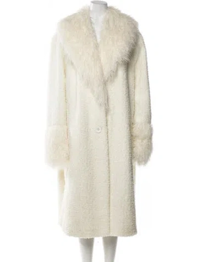 Pre-owned Adrienne Landau Faux Fur Coat In Yellow