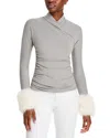 ADRIENNE LANDAU FAUX FUR CUFF TOP