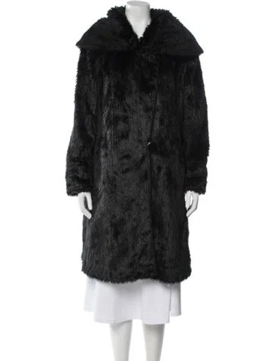 Pre-owned Adrienne Landau Faux Fur Faux Fur Coat In Black