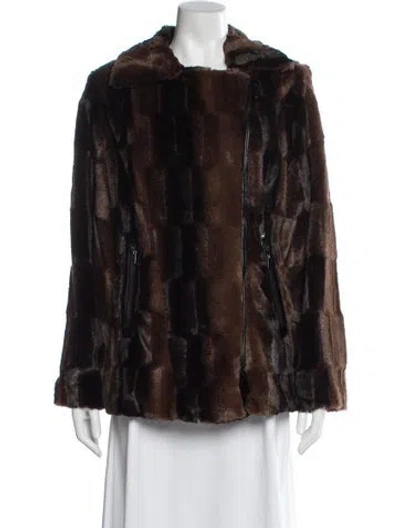 Pre-owned Adrienne Landau Faux Fur Faux Fur Jacket In Brown