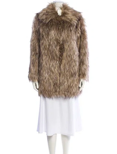 Pre-owned Adrienne Landau Faux Fur Faux Fur Jacket W/ Tags In Brown
