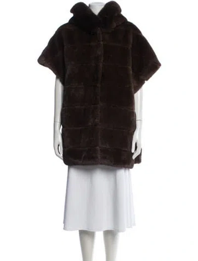 Pre-owned Adrienne Landau Faux Fur Fur Coat In Brown