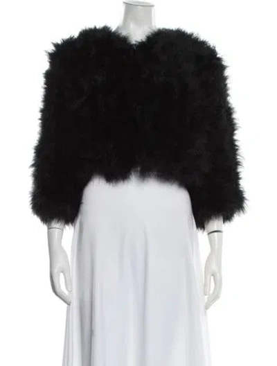 Pre-owned Adrienne Landau Faux Fur Jacket In Black