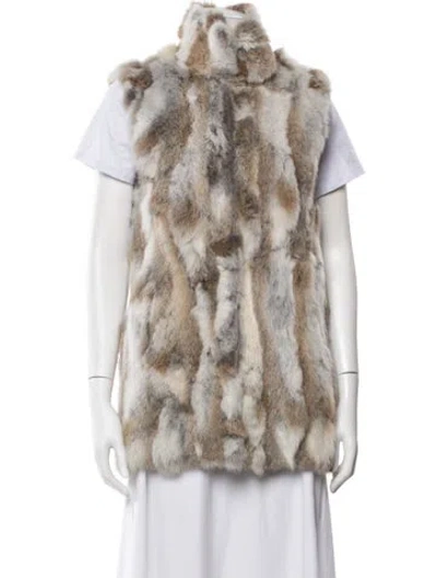 Pre-owned Adrienne Landau Faux Fur Jacket In Brown/white