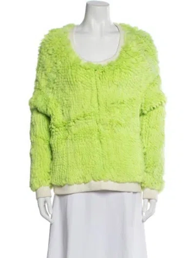 Pre-owned Adrienne Landau Faux Fur Jacket In Green