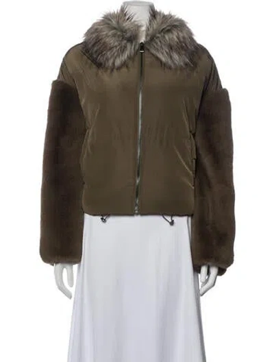 Pre-owned Adrienne Landau Faux Fur Jacket In Green
