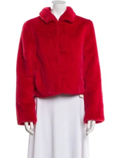 Pre-owned Adrienne Landau Faux Fur Jacket In Red