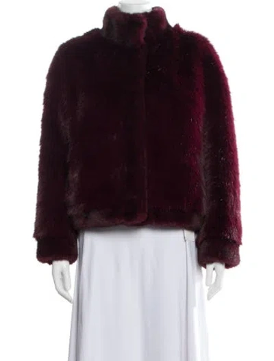 Pre-owned Adrienne Landau Faux Fur Jacket In Red