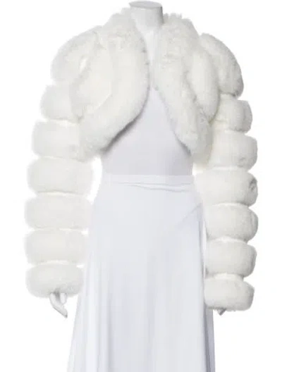 Pre-owned Adrienne Landau Faux Fur Jacket In White