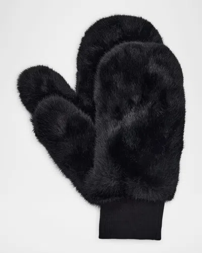 Adrienne Landau Faux Fur Petite Mittens In Black