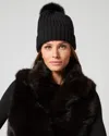 Adrienne Landau Faux Fur Pom-pom Knit Beanie In Black