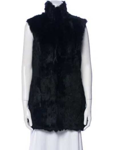 Pre-owned Adrienne Landau Faux Fur Vest In Black