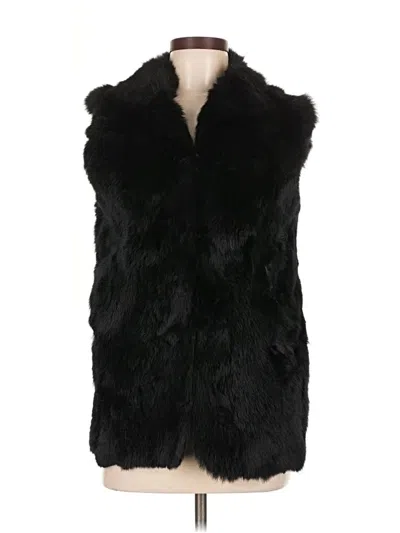 Pre-owned Adrienne Landau Faux Fur Vest In Black