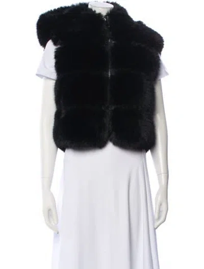 Pre-owned Adrienne Landau Faux Fur Vest In Black