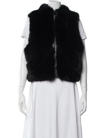 Pre-owned Adrienne Landau Faux Fur Vest In Black