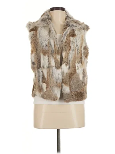 Pre-owned Adrienne Landau Faux Fur Vest In Gray