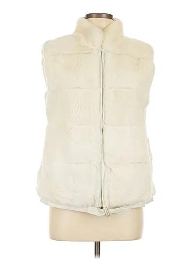 Pre-owned Adrienne Landau Faux Fur Vest In Ivory