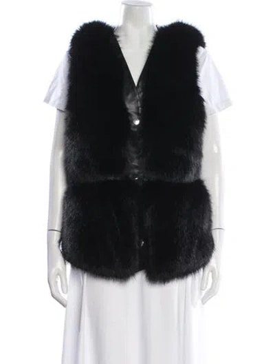 Pre-owned Adrienne Landau Faux Fur Vest W/ Tags In Black