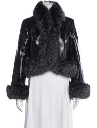 Pre-owned Adrienne Landau Faux Leather Faux Fur Jacket W/ Tags In Black