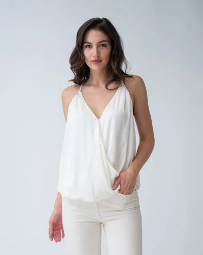 Adrienne Landau Faux Wrap Sleeveless Top In White